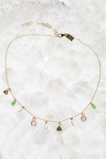 delicate rainbow gemstone necklace